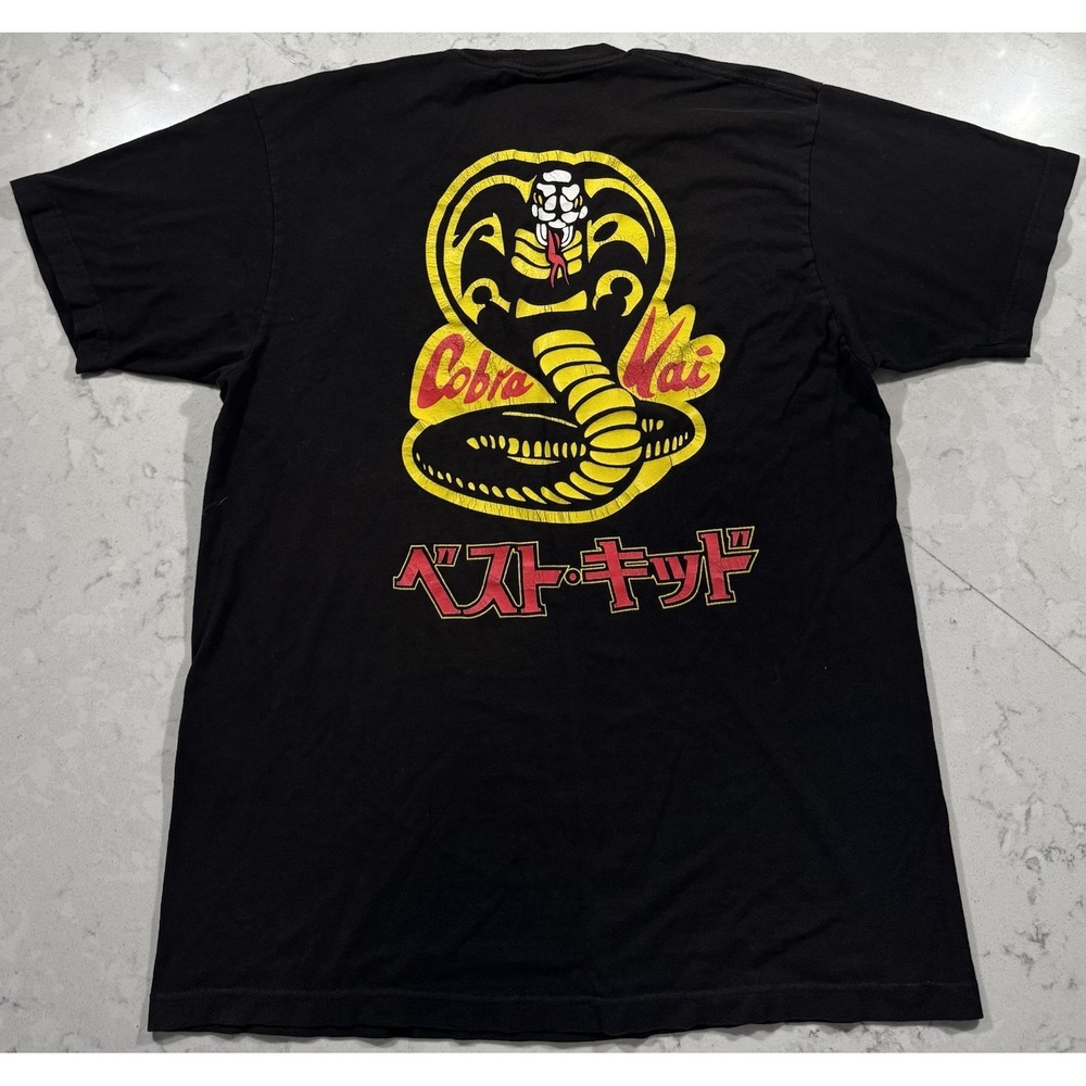 Cobra Kai T-Shirt Mens Large Black Karate Kid Katakana Graphic Tee